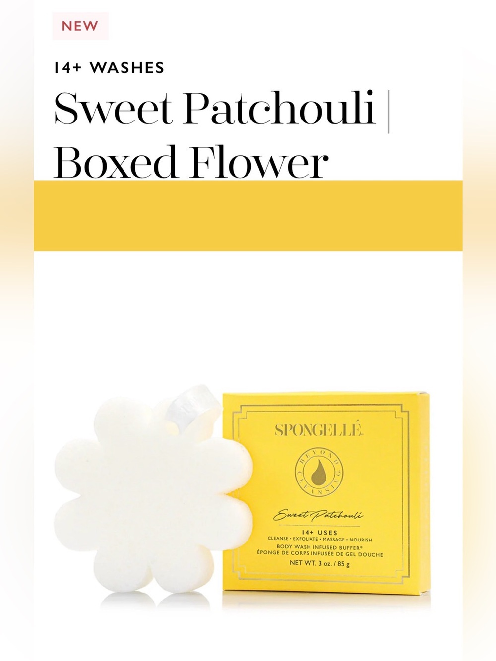 SPONGELLE Sweet Patchouli | Boxed Flower 
14+ WASHES, NWT